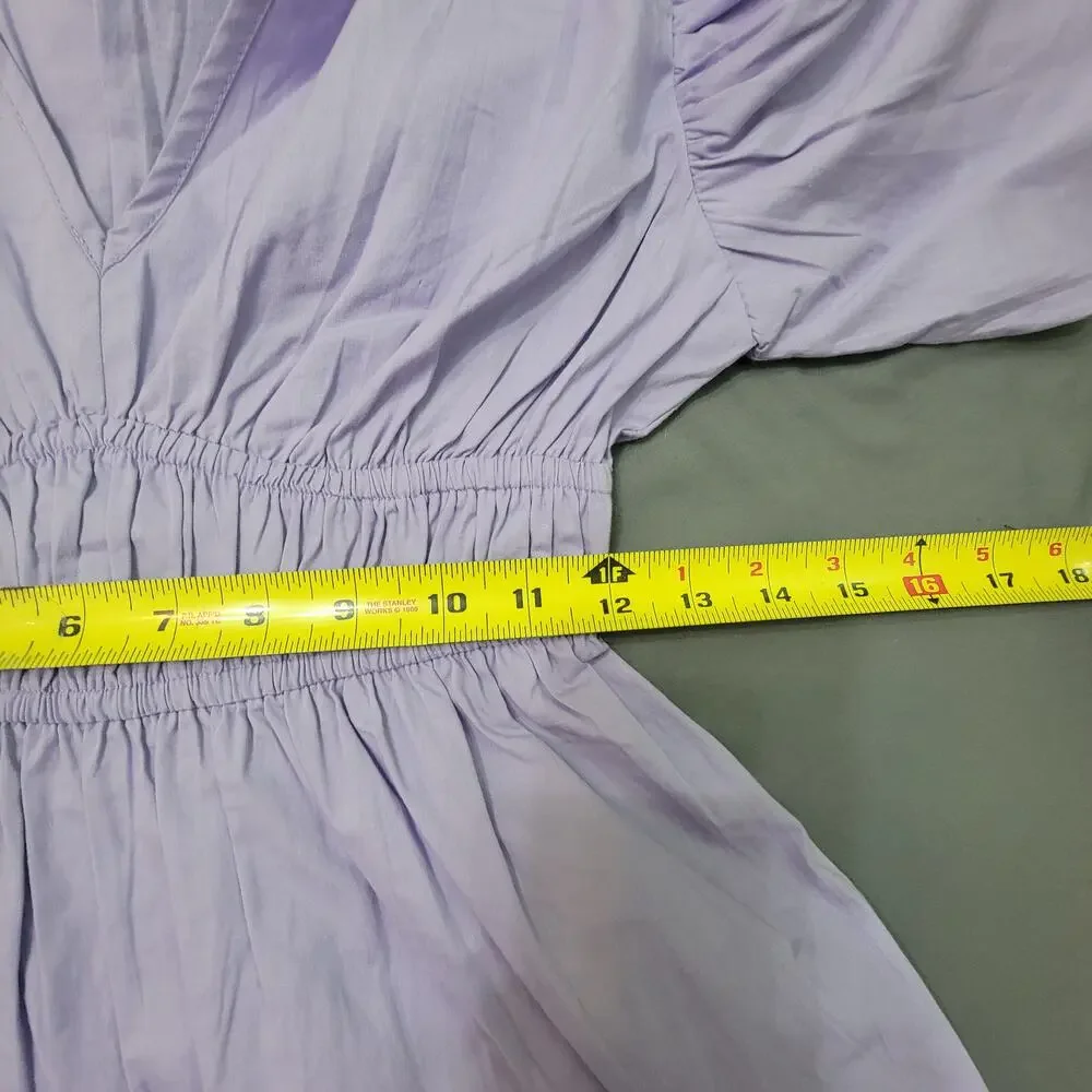 Japna Lilac Puff Sleeve Prairie Babydoll Mini Dress Cottagecore Small